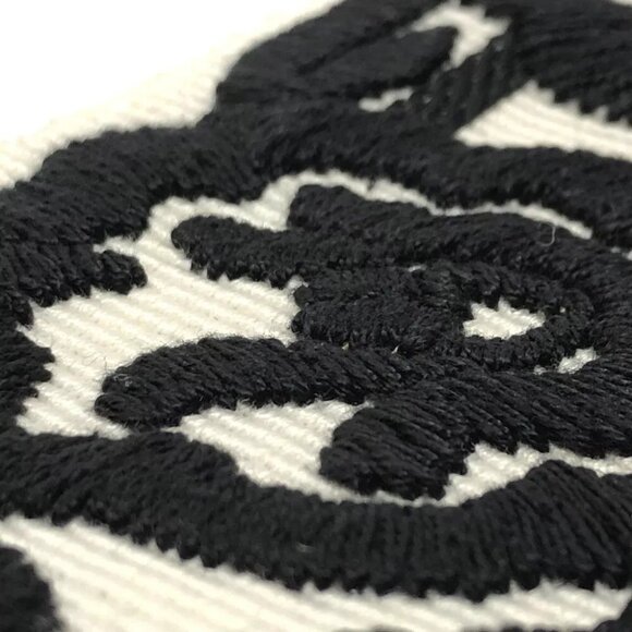 Auth Dior mexican flower belt embroidery Logo embroidery belt Canvas White/Black